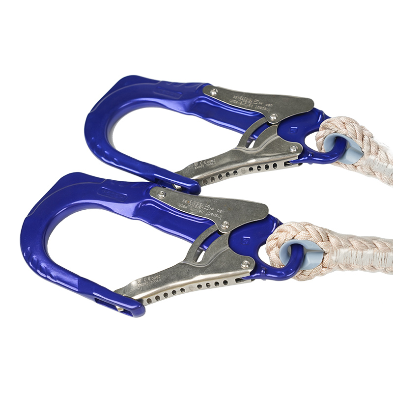 KA-L17 Cordino di sicurezza anticaduta E con corda in nylon, 2 ganci in lega di alluminio e 1 moschettone in lega di alluminio